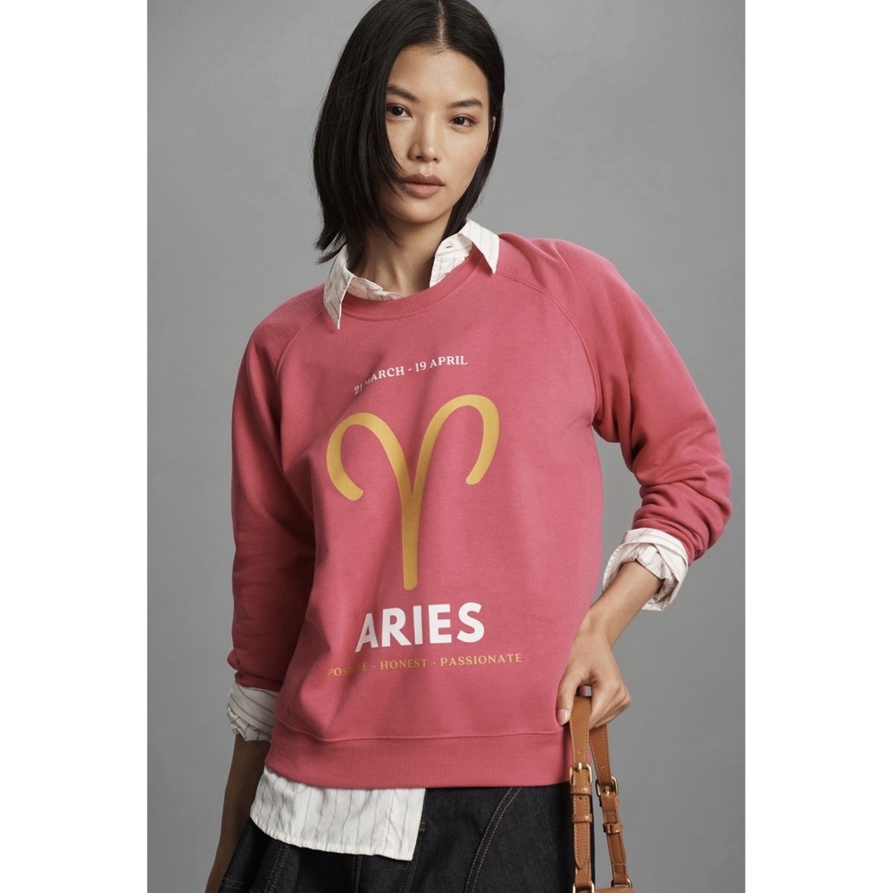 ANTHROPOLOGIE Aries The Zodiac Sweatshirt Catherine O'Sullivan Women's SZ XL EUC
